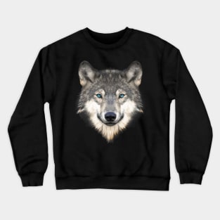 Realistic Furry Wolf Face Crewneck Sweatshirt